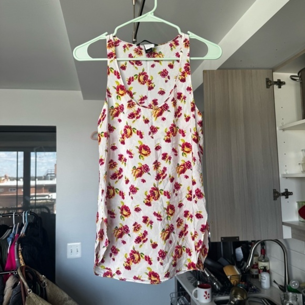 Victoria’s Secret 100% Silk Floral Scoop Neck Tank Top XS Coquette